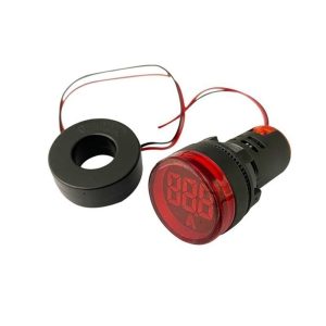 LUZ PILOTO LED ROJA CON AMPERÍMETRO 0-100A, 60-500V 22MM