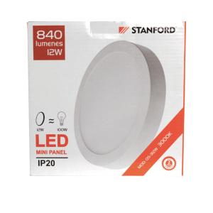 PANEL LED REDONDO SOBREPUESTO LUZ CALIDA 3000K 12W STANFORD